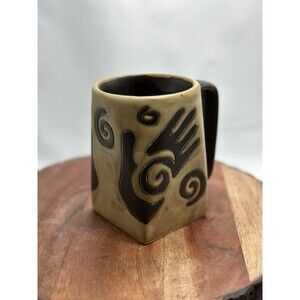 Mara Pottery Mexico Hand Crafted Mexican Art Pottery Healing Hands Coffee Mug